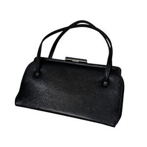 Vintage THEODOR CALIFORNIA Black Leather Double Handle Handbag